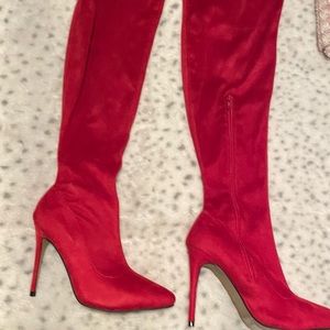 Red High Heel Over The Knee Boots - image 1